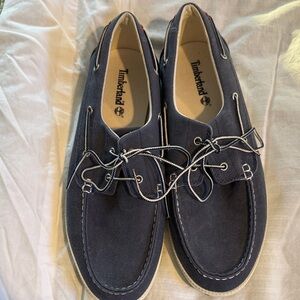 Timberland Men's Dark Blue Canvas Boat Shoes